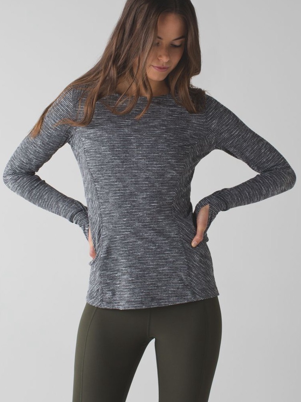 Lululemon Kanto Catch Me Long Sleeve Top- Coco Pique Black White- Size 6